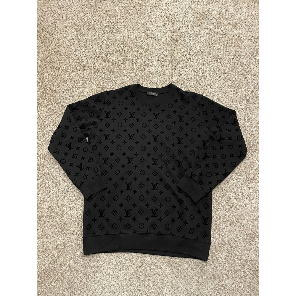 Louis Vuitton Monogram Logo Black Sweater Mens Size Large